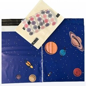 25 Poly Mailers 10x13 & 25 Thank you Stickers Planetary Space Theme